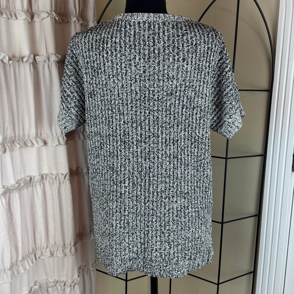 RACHEL Rachel Roy Black and White Knit Marled Short Sleeve Sweater Size M - Picture 3 of 10